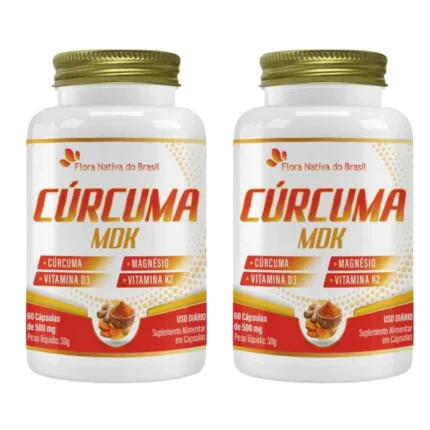 Kit 2x Cúrcuma Mdk (magnésio, Vitamina D3 e K2) 60 cápsulas Flora Nativa