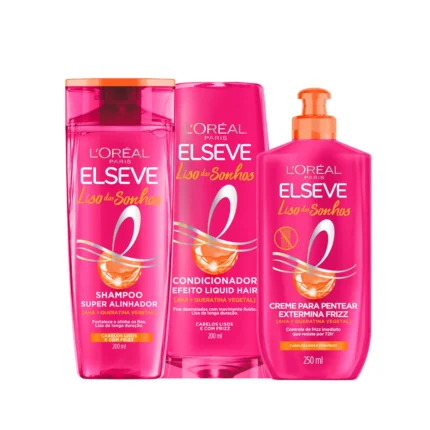 Kit L'Oréal Paris Elseve Liso dos Sonhos Shampoo 200ml + Condicionador 200ml + Creme de Pentear 250ml