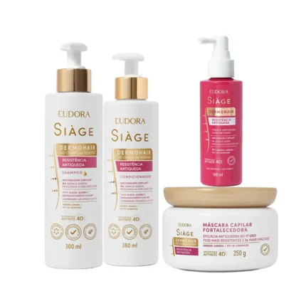 Kit Siàge DermoHair Shampoo 300ml + Condicionador 280ml + Máscara 250g +Tônico 100ml